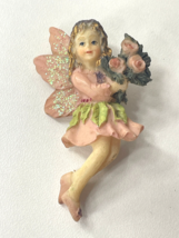 1995 Dezine Fairy Collection Fairy Pin Pink Dress Pink Flowers Hand Painted - $4.94