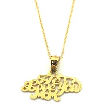 14K Gold We Love You Mom Charm 18&quot; Chain Jewelry - £84.53 GBP