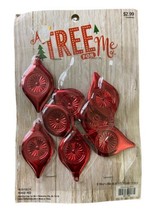Hobby Lobby A Tree For Me Set of 8 Tear Drop Flat Christmas Ornaments Red 2 in - $6.16