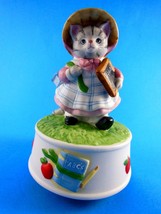 Kitty Cucumber Music Box School Days Slate ABC's Schmid Cat B Shackman Vintage - $17.32