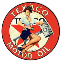 Texaco oil gas station company pinup girl steel metal sign - £70.46 GBP