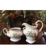 Vintage Johann Haviland Bavaria Sépia Rose Pattern Creamer &amp; Sugar Bowl ... - $280.60 MXN