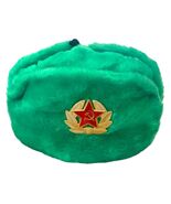 Russe Vert Clair Oreille Rabat Ouchanka Chapeau W/ Soviet Red Army Badge... - $598.20 MXN