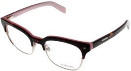 Diesel Women Eyeglasses Frame Havana Pink Silver Rimmed Square DL5058 56A - £40.26 GBP