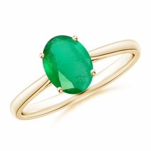 ANGARA Oval Solitaire Emerald Cocktail Ring for Women, Girls in 14K Solid Gold - £654.78 GBP