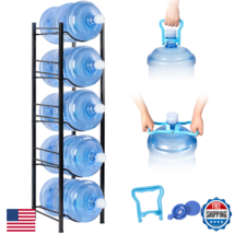 Klvied 5-Tier Heavy Duty Water Jug Organizer 5 Gallon Cooler Jug Rack Ki... - $70.17