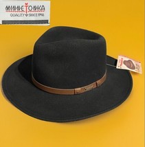 Cowboy Hat Mens S Vintage 80s Black Felt Wool Minnetonka Weekender Fedor... - £34.43 GBP