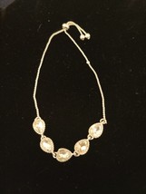 Adjustable Silvertone Faux Pearl And Rhinestone Bracelet - $5.94