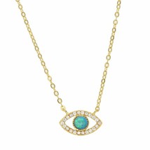 Evil Eye Pendant Necklace Choker Gold Turkish Hamsa Women 925 Sterling Silver - £11.34 GBP