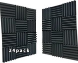24Pack Black 12&quot; X 12&quot; X 2&quot; Foam Wedge Tile Acoustic Panels For Studios. - £34.48 GBP