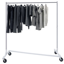 Heavy Duty Steel Clothes Rack Rolling Garment Z Clothing Rack W/Lockable... - £66.35 GBP