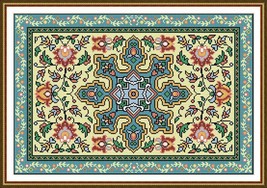 French Vintage Floral Rug Smaller Version Counted Cross Stitch Pattern PDF  - $9.00