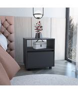 Austin Modern Nightstand With Casters And Storage - £154.83 GBP