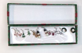 Christmas Earring Gift Set in Box 7 Pairs Tree Snowflake Candy Cane Wreath - £11.01 GBP