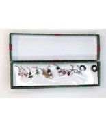 Christmas Earring Gift Set in Box 7 Pairs Tree Snowflake Candy Cane Wreath - £10.97 GBP
