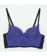 Burning Man Rave Festival Blue Rhinestones Embellished Bustier Party Top... - €41,21 EUR
