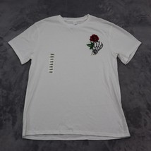 Casual Shirt Mens L White Flower Short Sleeve Crew Neck Pullover T Shirt - $25.72