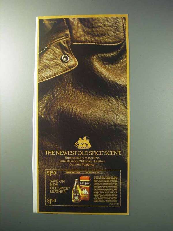 1986 Old Spice Leather After Shave Ad - Newest Scent - $18.49