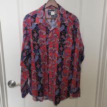 VTG Wrangler Men&#39;s Cowboy Cut Red Paisley Western Shirt 17x35 X-Long Tai... - $28.21