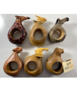 Lot 6 African Safari Animal Napkin Wooden Ring Holder Handmade Fair Trade - $857.49 MXN