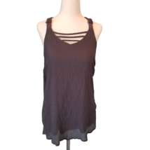 Maurices Women&#39;s Tank Top Blouse M Grey Sleeveless Lined Polyester Date ... - £11.80 GBP
