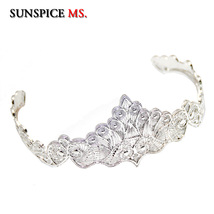 Sunspicems Gold Color Moroccan Wedding Tiaras Hairware Jewelry for Women  Wave L - £17.89 GBP