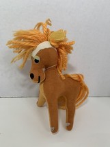 R. Dakin Dream Pets Nellie vintage plush horse orange plastic eyes suede feel - $12.86