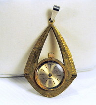 Vintage Sheffield Ladies Goldtone Jewelry Pendant Watch Necklace Swiss Made &#39;51 - £15.88 GBP