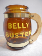 Siesta Ware Large Belly Buster Brown Drinking Glass With Wooden Handle 1980&#39;s - £19.83 GBP
