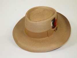 Men Bruno Capelo Braid Straw Style Spring Hat Wide Brim GAMBLER GAMS206 Tan image 3