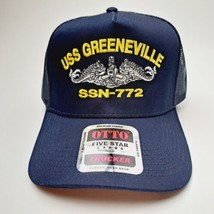 USS Greeneville SSN-772 Mesh Snapback Cap Hat Navy Blue Boat Submarine Ship - £11.23 GBP