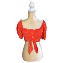 Free People You and Me Orange Floral Blouse Size 2 Crop Top - £15.02 GBP