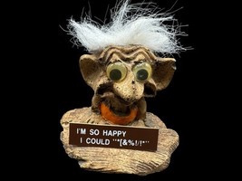 Vintage Troll Figurine Im So Happy 3&quot; Statue 70&#39;s Brown - $224.84 MXN