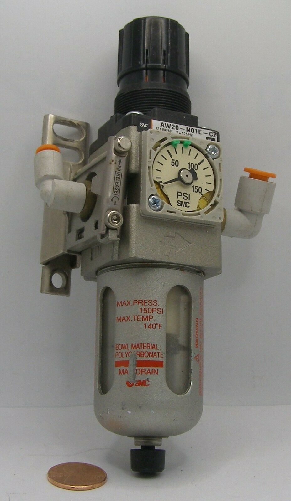 SMC Filter Regulator 1/8npt AW20-N01E-CZ 7-125psi Damaged - $14.99