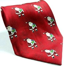 Santa Claus Carrying Presents Snowflake Christmas Silk Novelty Necktie - £12.42 GBP