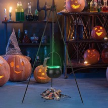 Halloween Witches Cauldron On Tripod With String Lights, Large Witches Cauldron  - £37.36 GBP