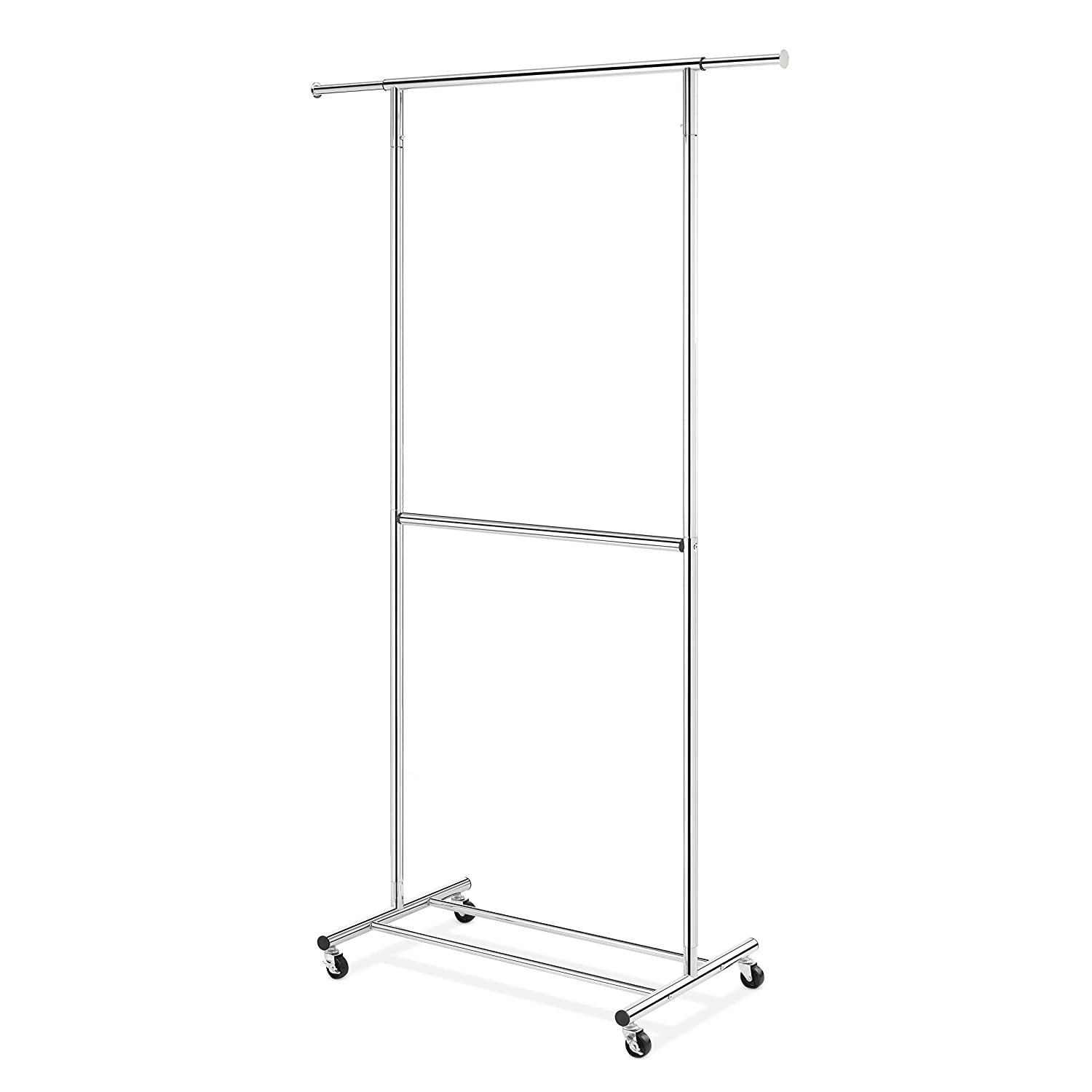 Whitmor Heavy-Duty 2-Rod Extendable Clothing Garment Rack, Chrome - £75.13 GBP