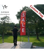 Custom beach flags and feather flag pole with base outdoor adverting - $907.31 MXN+