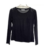 Sandro Paris Linen Lace Mesh Top Size US Small FR 1 Black Emo Punk Whimsigoth - $29.99