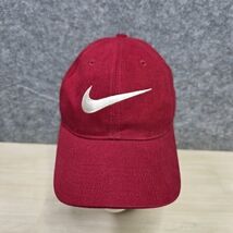 Vintage Nike Swoosh Logo Hat Swoosh Snap Back Red White Big Logo - $47.02