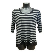 Apt 9 Gray and Black Striped Sequin Shirt 3/4th Length Sleeves Size XL - £11.74 GBP