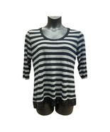 Apt 9 Gray and Black Striped Sequin Shirt 3/4th Length Sleeves Size XL - $14.85