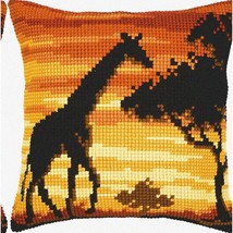 Sunset Safari Stitch Cushion - Vibrant Giraffe Design, Multi-Colour Delight - £109.29 GBP