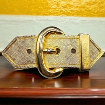 Vtg Signed Van S Auth 3239 Belt Buckle Brooch  Textured Gold Tone Approx 3&quot; Long - £41.30 GBP