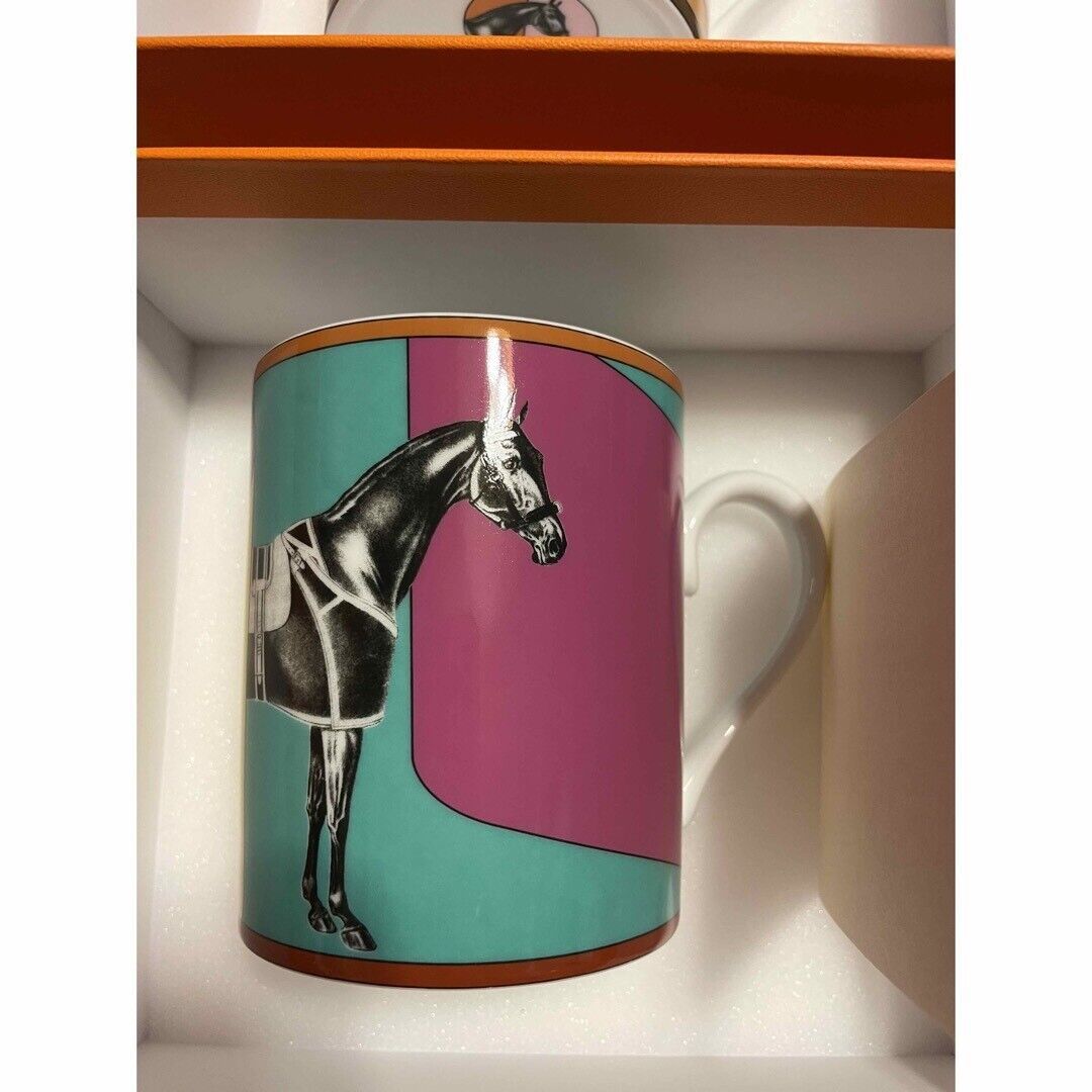 Primary image for Hermes La Serpentine Mug Cup porcelain horse dinnerware coffee tea purple No.2
