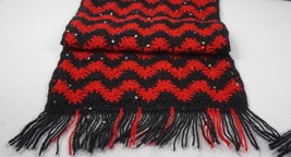 Bright black and red scarf with sequins B&amp;R - 2 - $130.00