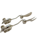 Vintage Stainless Steel Cheese Knife &amp; Fork with Mice Handles - $348.94 MXN