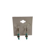 Silver Tone Metal and Plastic Earrings Blue Beaded Dangle 1.5&quot; New on Card - $9.90