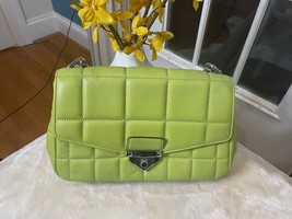 NWT $378 Michael Kors SOHO Quilted Chevron Lime Color with Silver Accents - $247.50