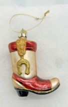 Cowboy Boot Christmas Glass Ornaments Season of Cannon Falls SCF - £9.72 GBP